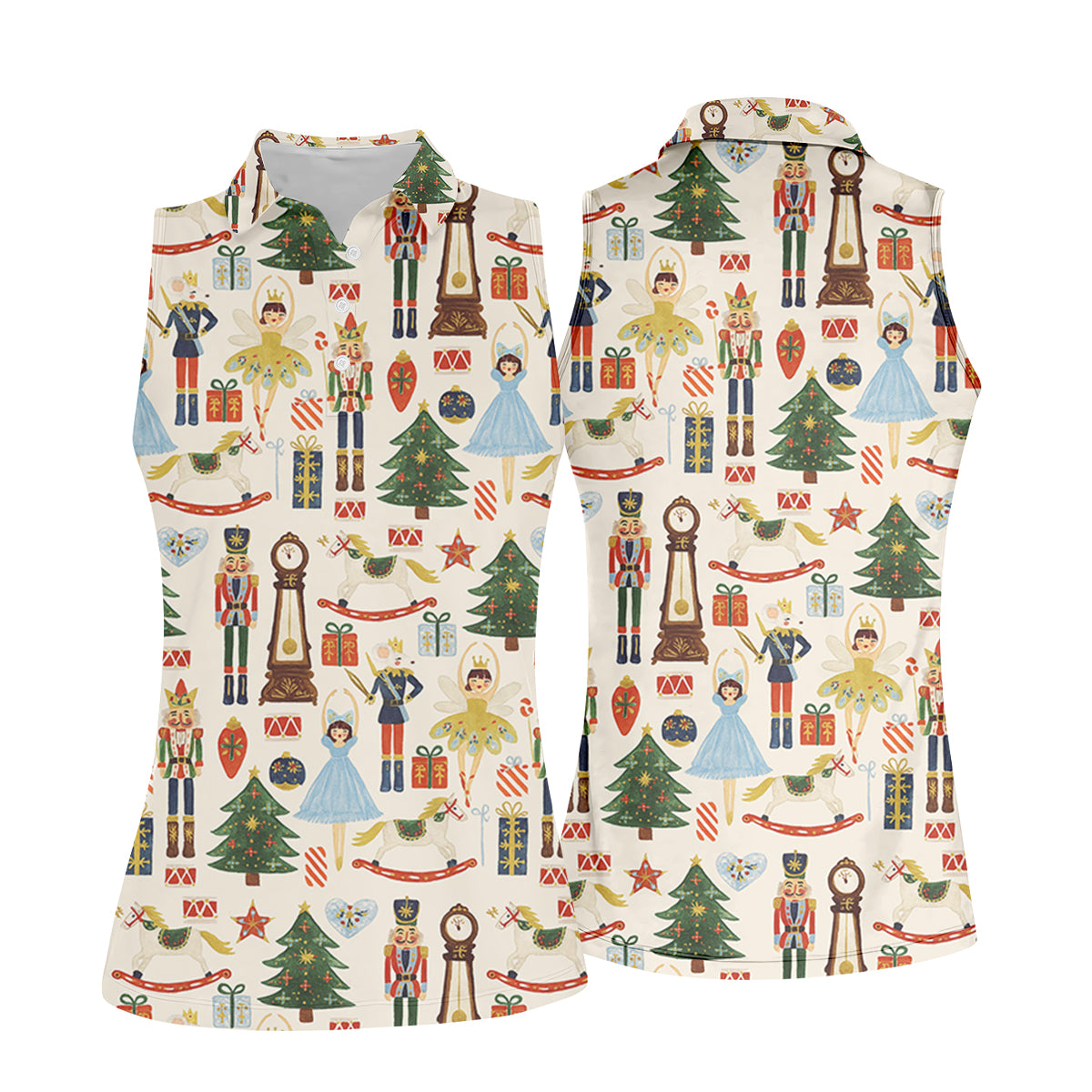 Vintage Nutcracker Christmas Golf Shirt, Women's Golf Tops, Cute Golf Outfit, Golf Gift For Ladies