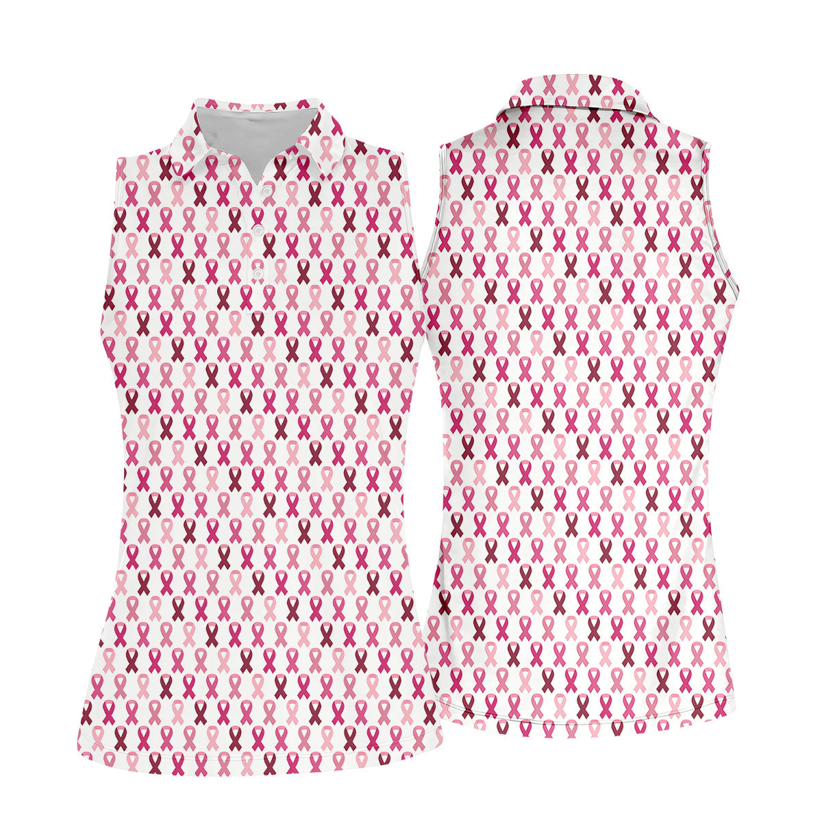 Pink Ribbon Women's Golf Shirt, Pink Golf Shirt Women, Breast Cancer Golf Shirt, Breast Cancer Awareness Shirt
