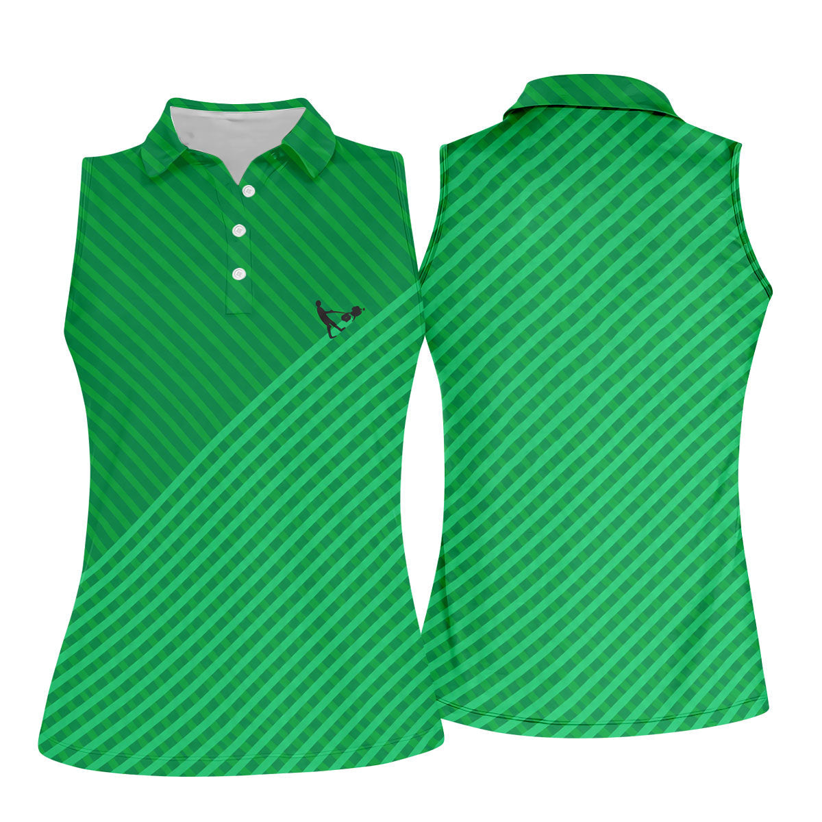 Lawn Mower Green Cross Stripe Women's Golf Tops, Ladies Golf Shirts, Women's Polo Shirt