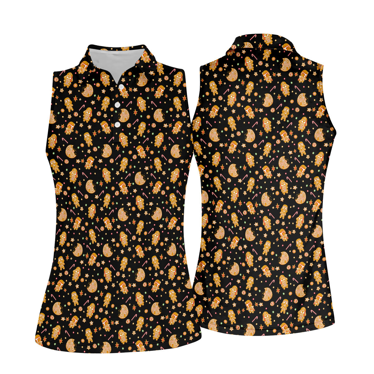 Funny Gingerbread Villain Character Ladies Golf Tops, Christmas Golf Shirt, Women's Golf Gifts