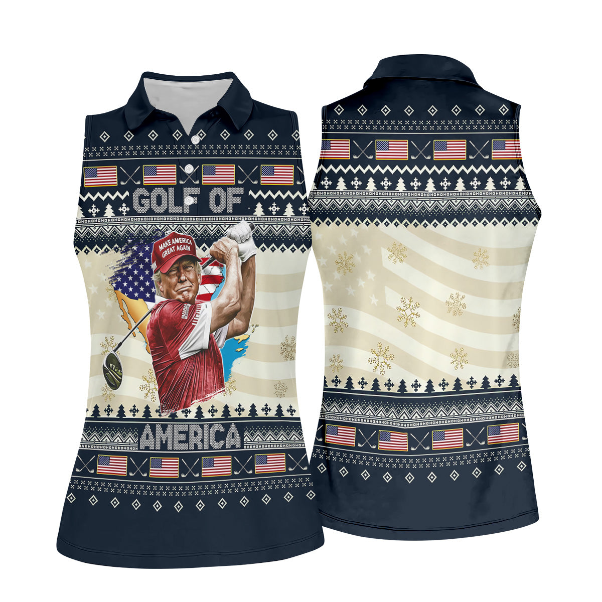 Trump Golf Of America Christmas Golf Shirt Women's Golf Clothes, Ladies Golf Shirts, Ladies Golf Polos