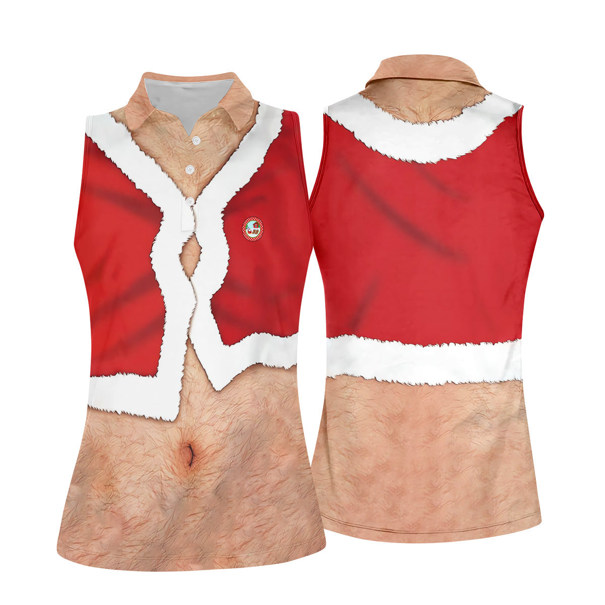 Funny Santa Costume Golf Polo ShirtChristmas Golf Shirt, Ladies Golf Shirts, Golf Gifts For Women