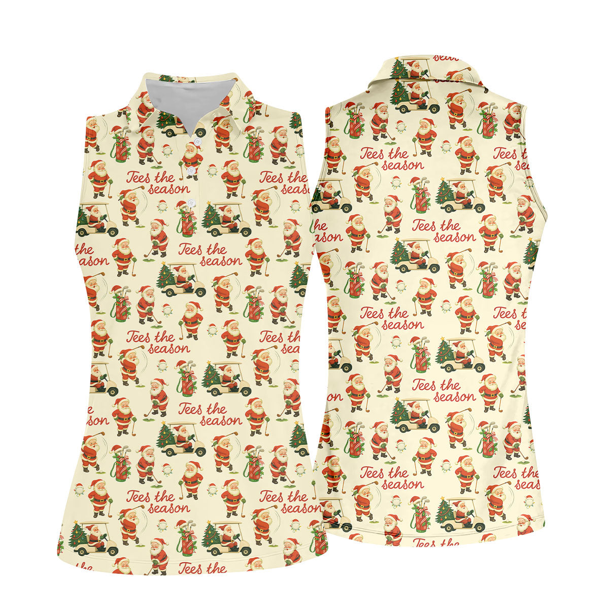 Tees The Season Funny Santa Claus Women Golf Top, Christmas Golf Shirt, Ladies Golf Shirts, Women's Golf Gifts