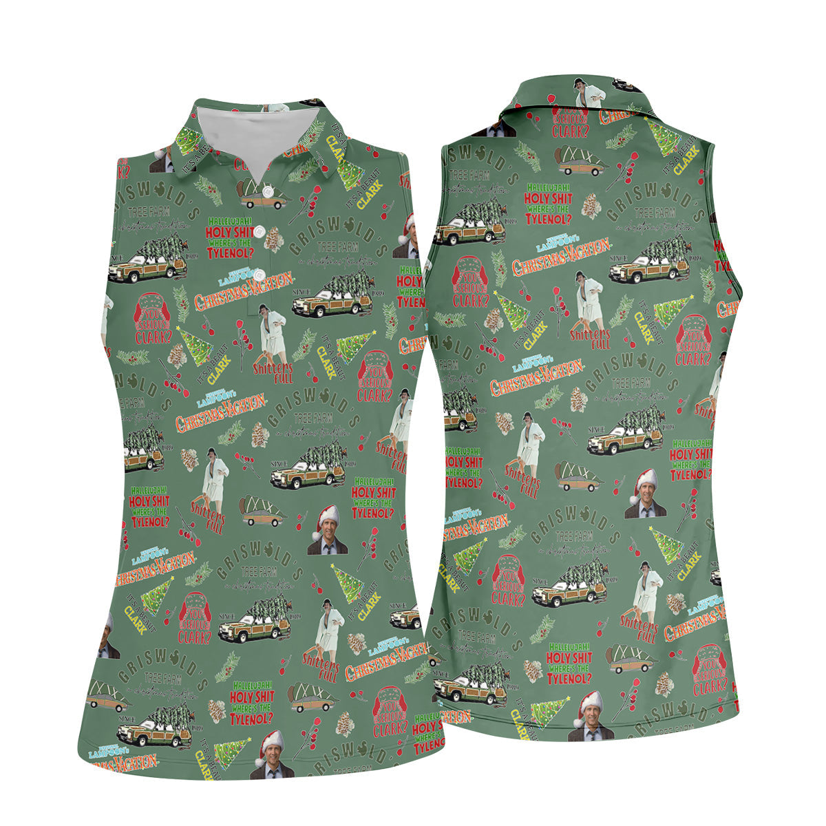 Tree Farm Moss Green Christmas Golf Shirt, Fun Women's Golf Shirts, Ladies Golf Polos