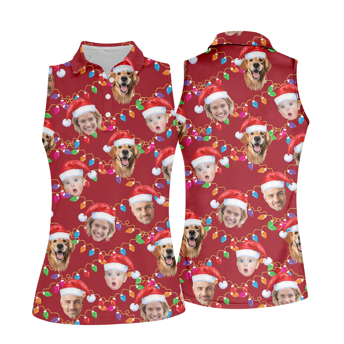 Custom Face Christmas Red Polo ShirtFunny Christmas Shirts For Family, Golf Gifts For Women