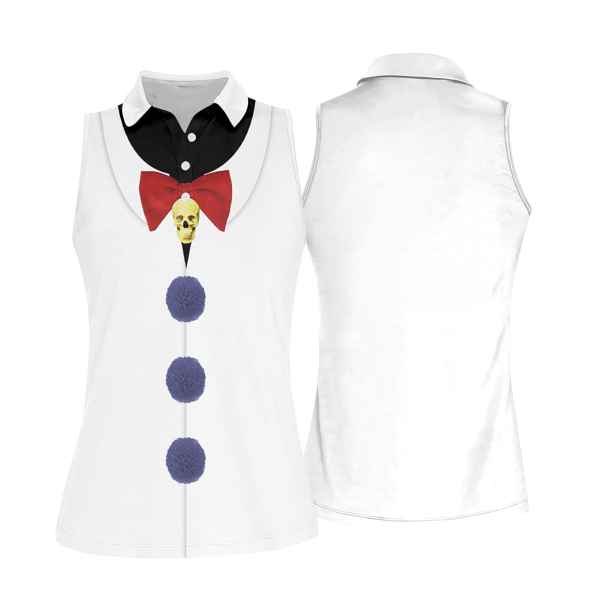 Creepy Clown Horror Cosplay Fun Women's Golf Shirts, Funny Halloween Ladies Golf Polos, Cool Golf Gift
