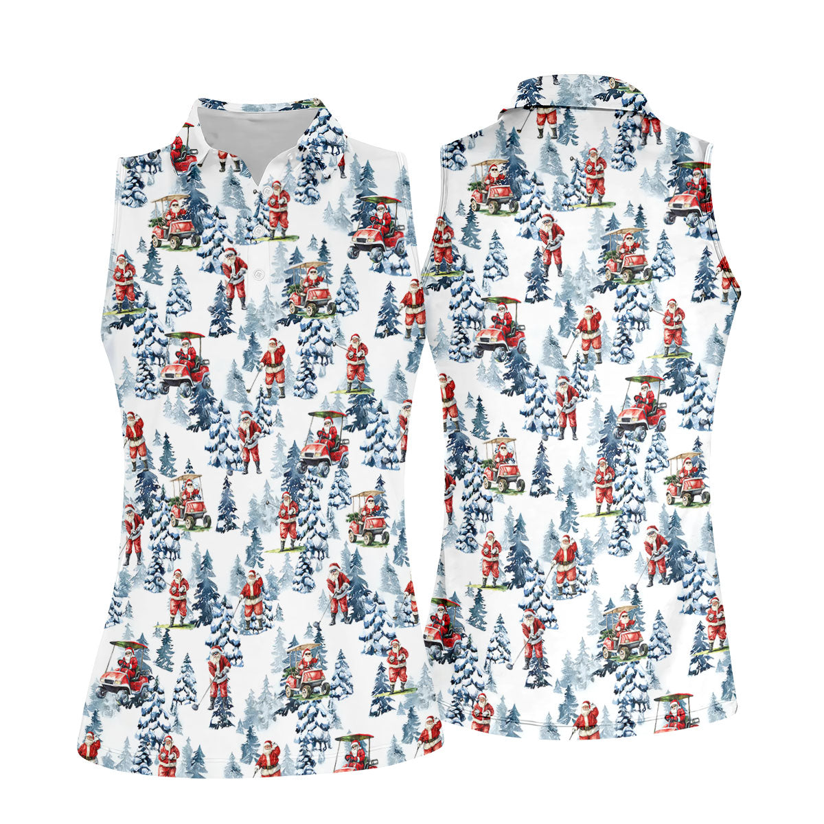 Santa Golfing Women's Golf Tops, Funny Golf Shirts Women, Christmas Golf Shirt, Golf Lover Xmas Gift