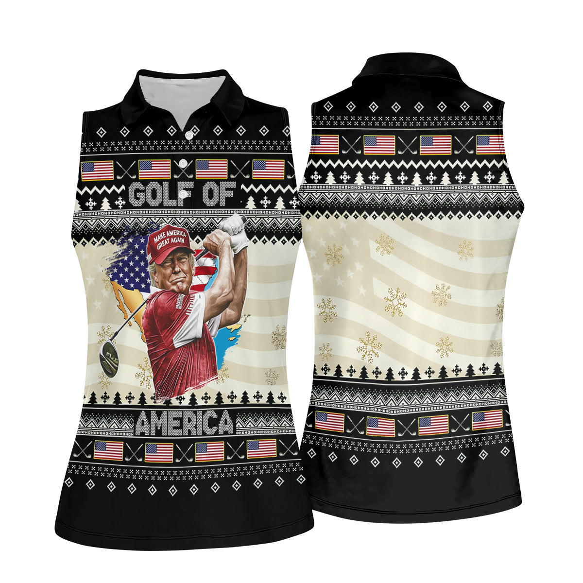 Trump Golf Of America Christmas Golf Shirt Women's Golf Shirts, Unique Gift For Golfer, Ladies Golf Polos