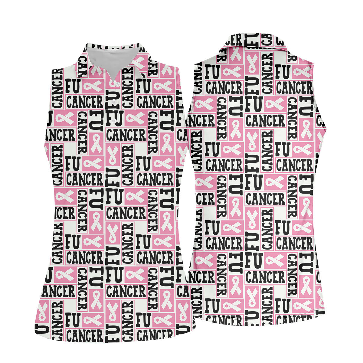 Fu Cancer Funny Women Golf Shirt, Breast Cancer Awareness Shirt, Pink Golf Shirt, Golf Shirts For Women
