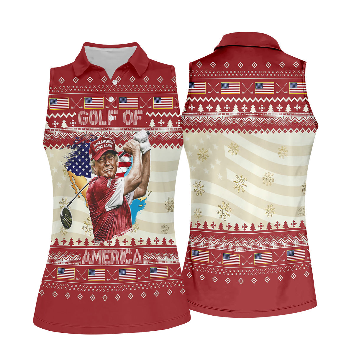 Trump Golf Of America Christmas Golf Shirt Ladies Pink Golf Shirt, Womens Golf Polo Shirt Womens Golf Tops
