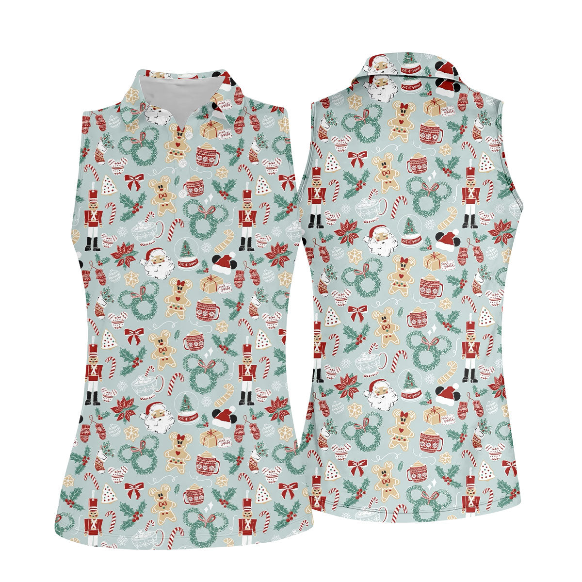 Cute Cartoon Christmas Sweets Women's Golf Tops, Christmas Golf Shirt, Ladies Golf Shirts, Women's Golf Gifts