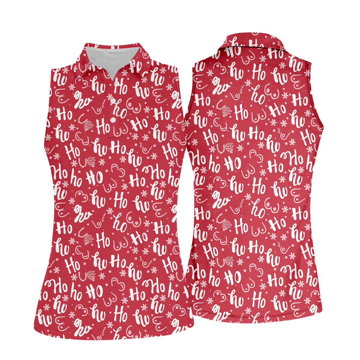Funny Red Xmas Fun Womens Golf Shirts, Ladies Golf Tops, Christmas Golf Gift, Women's Polo Shirt