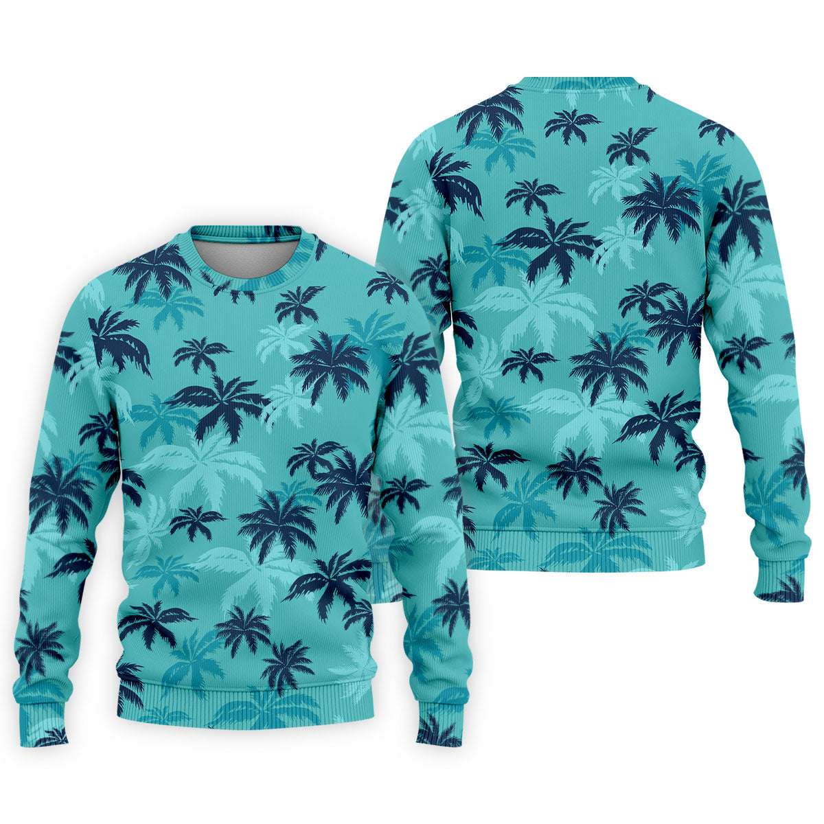 Turquoise Palm Tree Tropical Golf Shirt, Men's Polo Shirt, Hawaiian Golf Shirt, Performance Golf Shirt