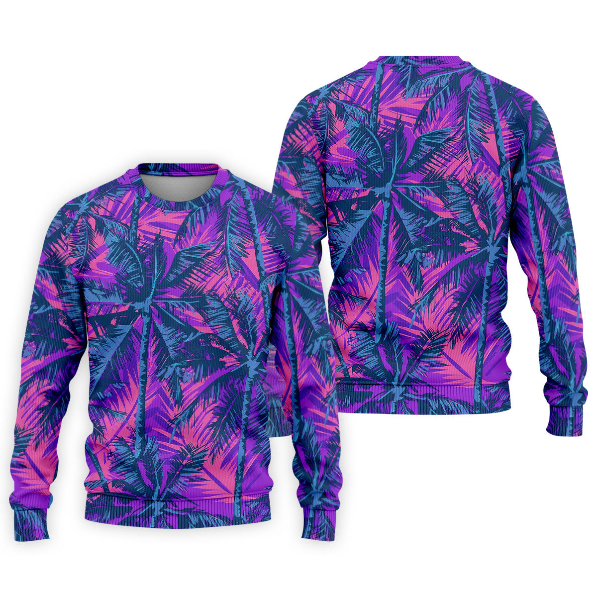 Purple Pink Tropical Palm Trees Golf Shirt, Mens Golf Polo, Printed Golf Shirts