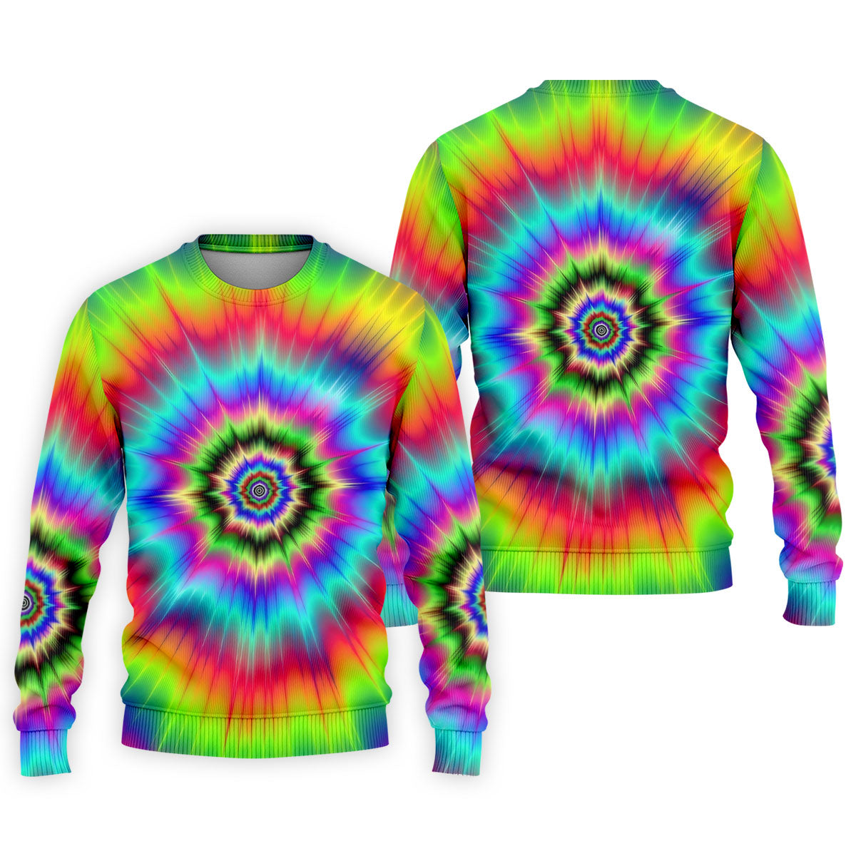 Rainbow Tie Dye Golf Shirt, Psychedelic Spiral Burst Pattern, Golf Shirt For Men