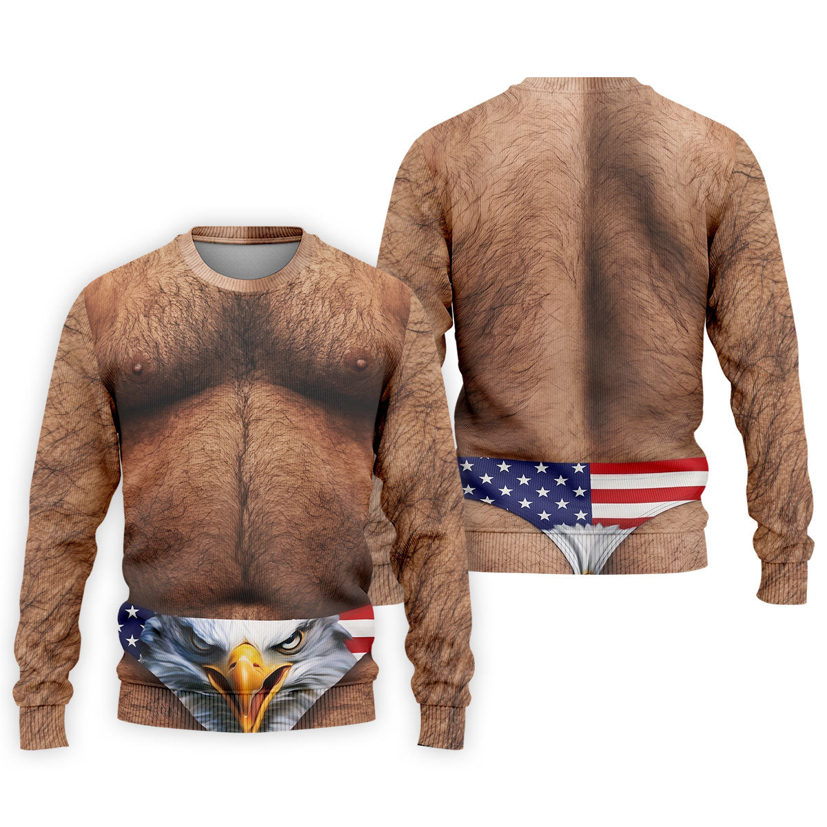 Hairy Body Funny Eagle American Flag Golf Shirt, 250th Anniversary 4th Of July Golf Shirts For Men