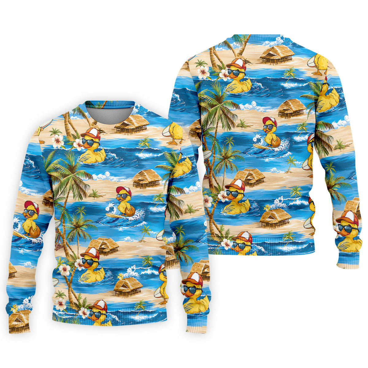 Cool Duck Hawaiian Golf Shirt, Surfing Duck Beach Men's Golf Polo, Polo Shirts For Men