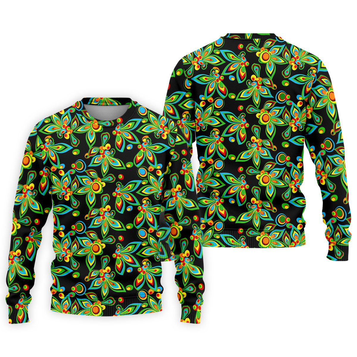 Black Colorful Floral Geometric Pattern Golf Shirt, Men's Golf Shirt, Golf Apparel For Men, Polo Shirts For Men