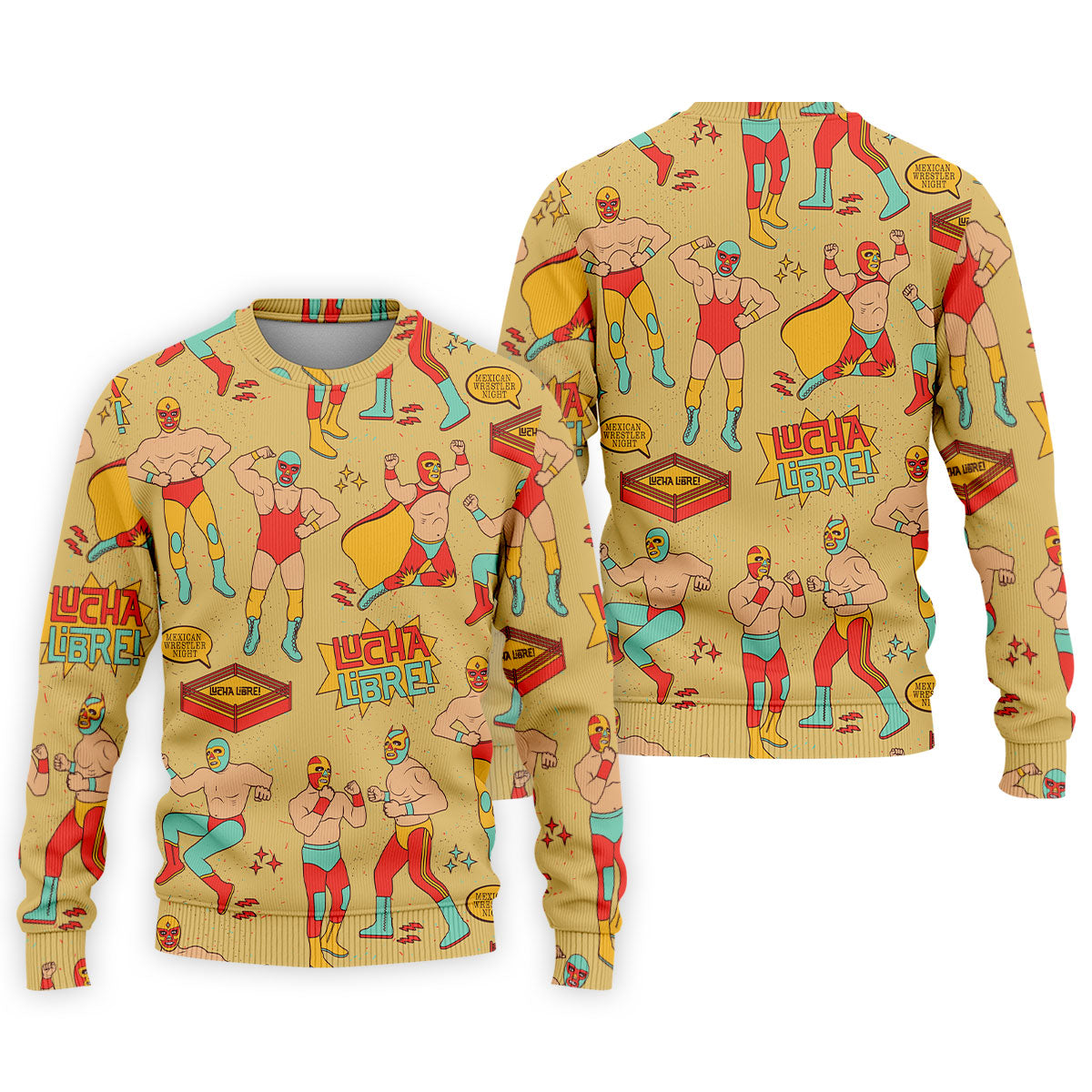 Yellow Lucha Libre Mexican Wrestler Pattern Golf Shirt, Hawaiian Golf Shirt, Mens Golf Shirts