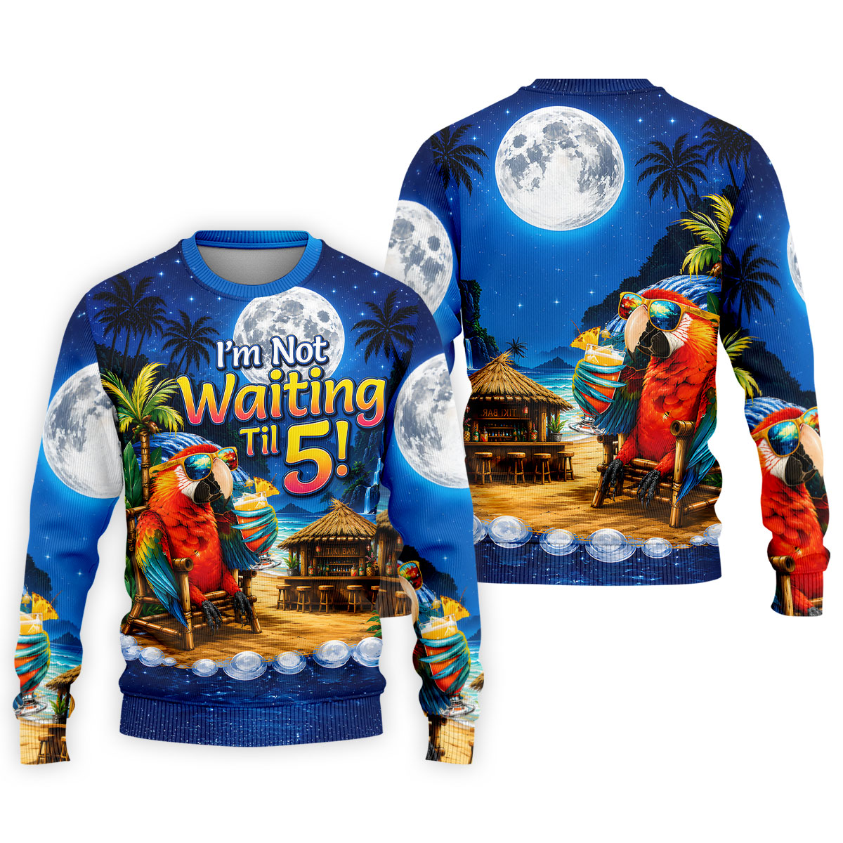 Parrot Drinking Cocktail Tiki Bar Not Waiting Til 5 Golf Shirt, Golf Shirts For Men, Hawaiian Golf Shirt, Mens Golf Apparel