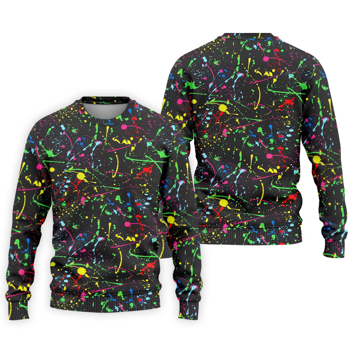 Neon Paint Splatter Pattern Hawaiian Golf Shirt, Golf Shirts For Men, Polo Shirts For Men
