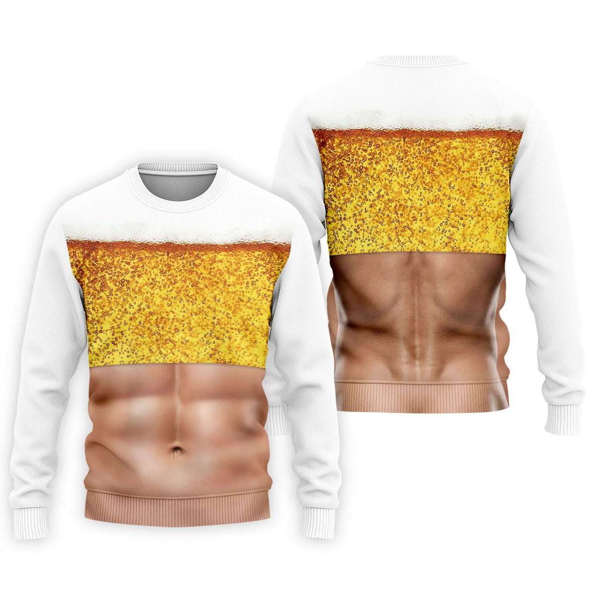 Bubbly Beer Foam Faux Abs Sleeveless Crop Golf Shirt, Printed Golf Shirts, Mens Golf Apparel