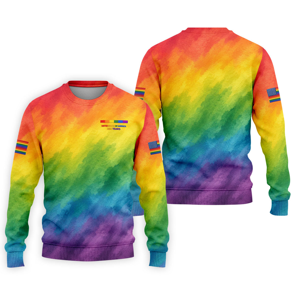 USA 250 Years LGBT Rainbow Golf Tops For Men, LGBT Pride Month Patriotic Golf Shirt