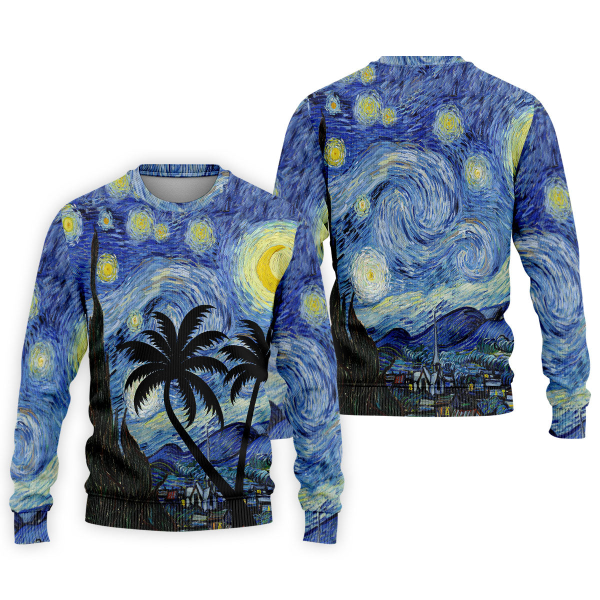 Van Gogh Starry Night Tropical Palm Tree Golf Shirt, Mens Golf Polo, Printed Golf Shirts