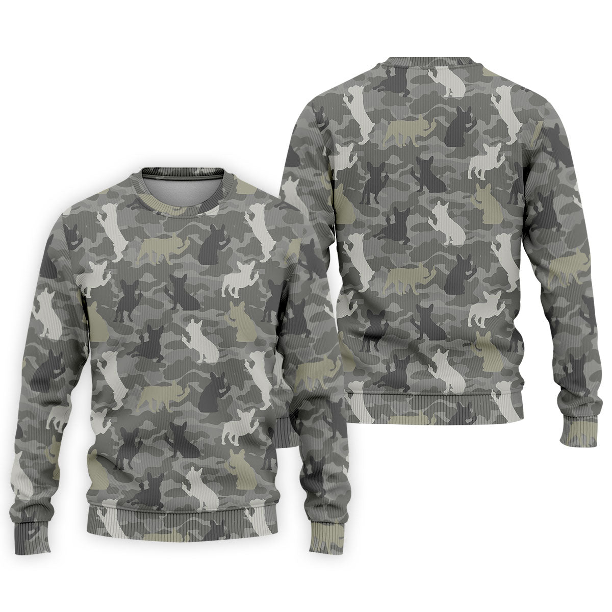 Grey Camo French Bulldog Pattern Golf Shirt, Mens Polo Shirt, Golf Shirts For Men, Performance Golf Shirt
