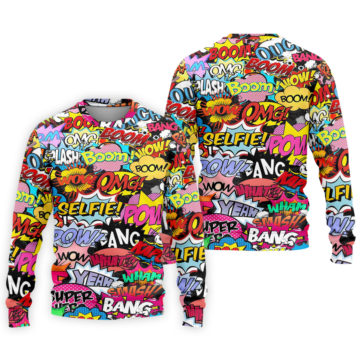 Comic Pop Art Golf Shirt, Retro Speech Bubble Pattern, Polo Shirts For Men