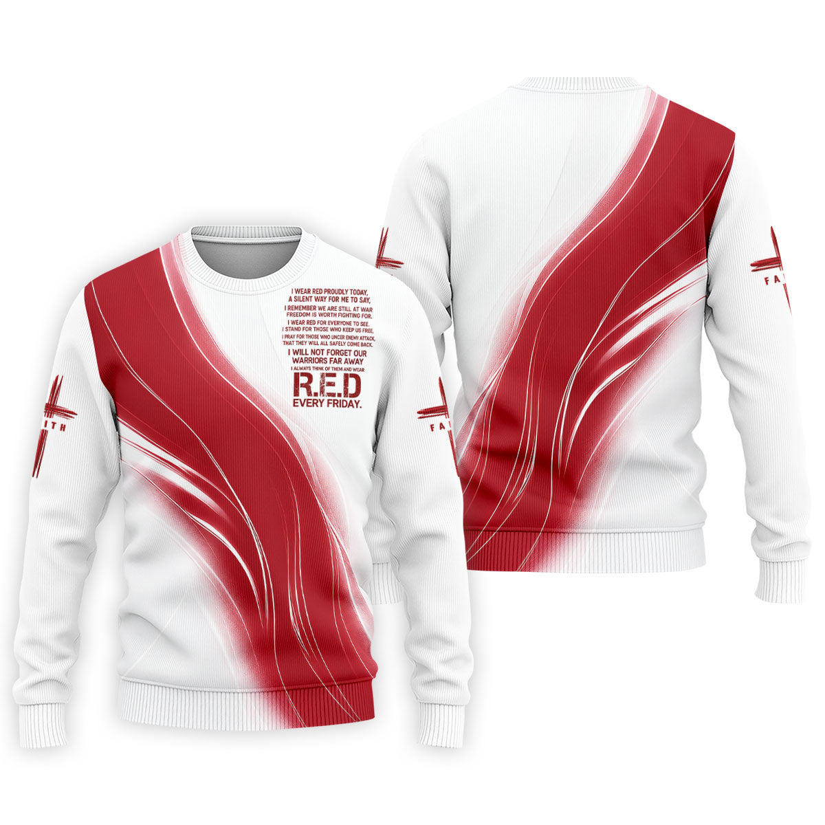 Red Friday Faith Cross Red White Gradient Patriotic Golf Shirt, 250 Years Polo Shirts For Men