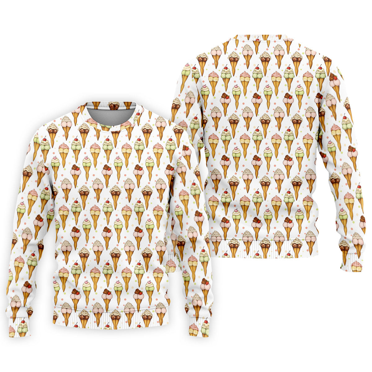 Adult Humor Ice Cream Golf Shirt, Funny Cone Pattern, Golf Shirt For Men