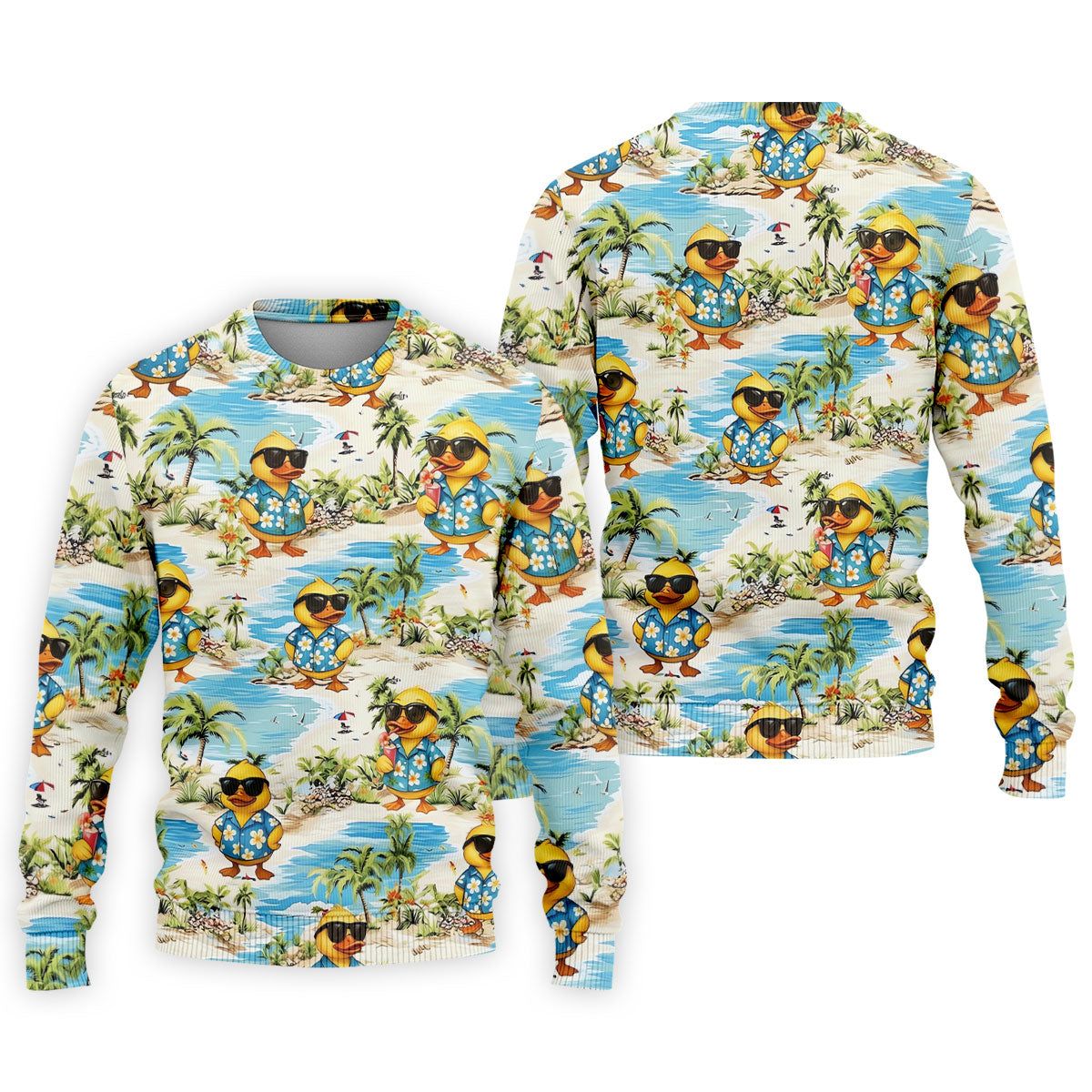Cute Funny Duck Hawaiian Golf Shirt, Beach Theme Men's Golf Shirt, Polo Shirts For Men