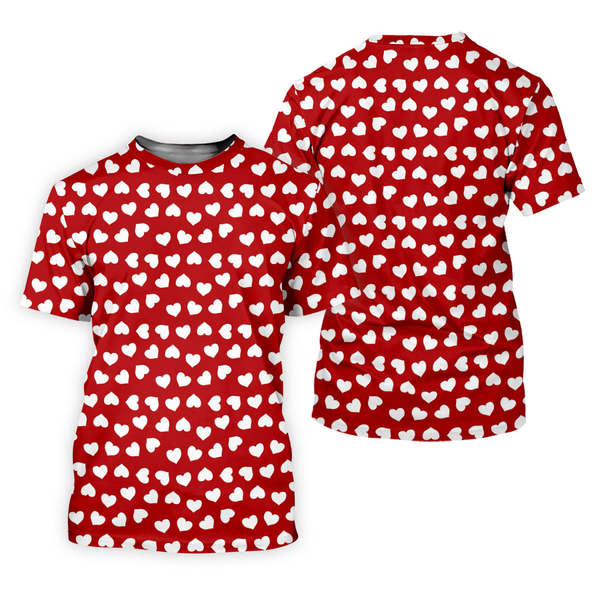 White And Red Heart Pattern Women's Golf Tops, Valentine Golf Gift, Ladies Golf Polos, Golf Gift For Ladies