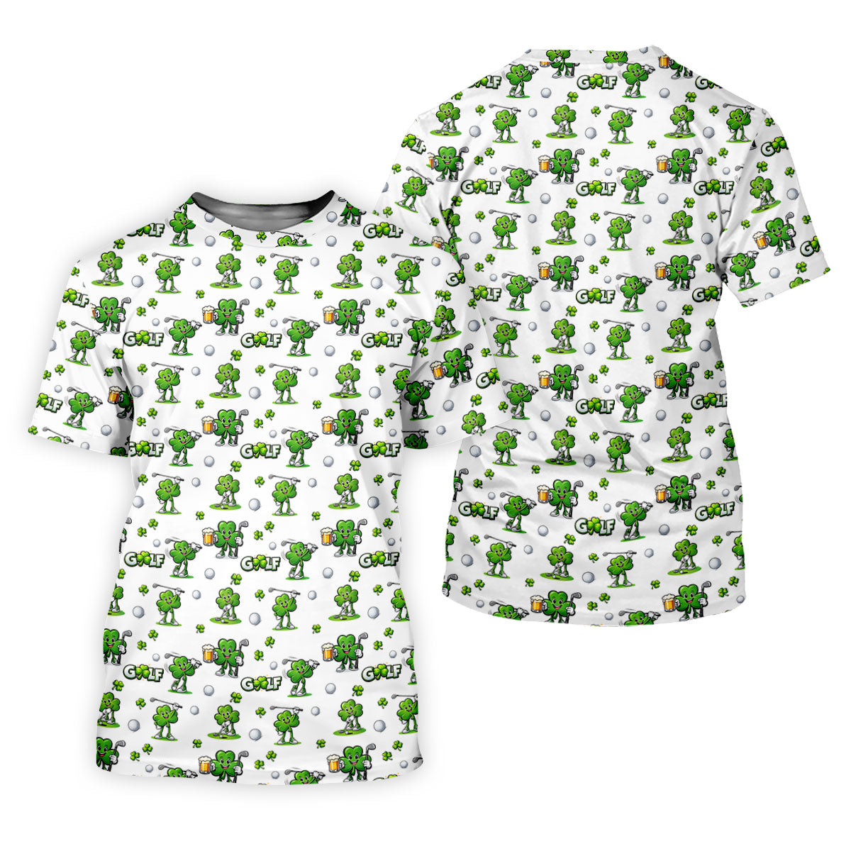 Three Leaf Clover Golf And Beer St Patrick's Day White Golf Shirt, Women's Golf Shirts, Ladies Golf Polos