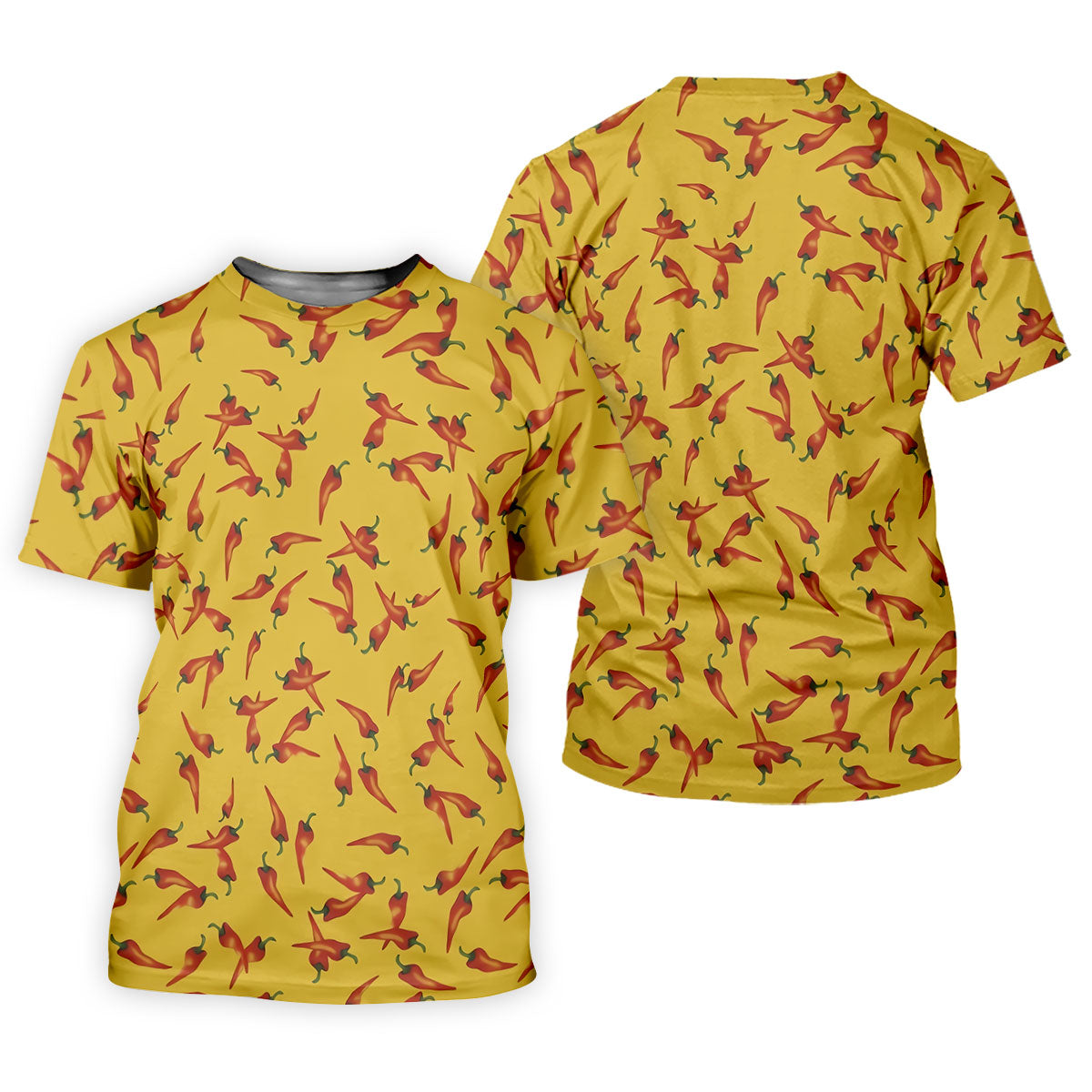 Red Chilli Yellow Hawaiian Golf Shirt, Summer Vibe Ladies Golf Tops, Golf Shirt For Women