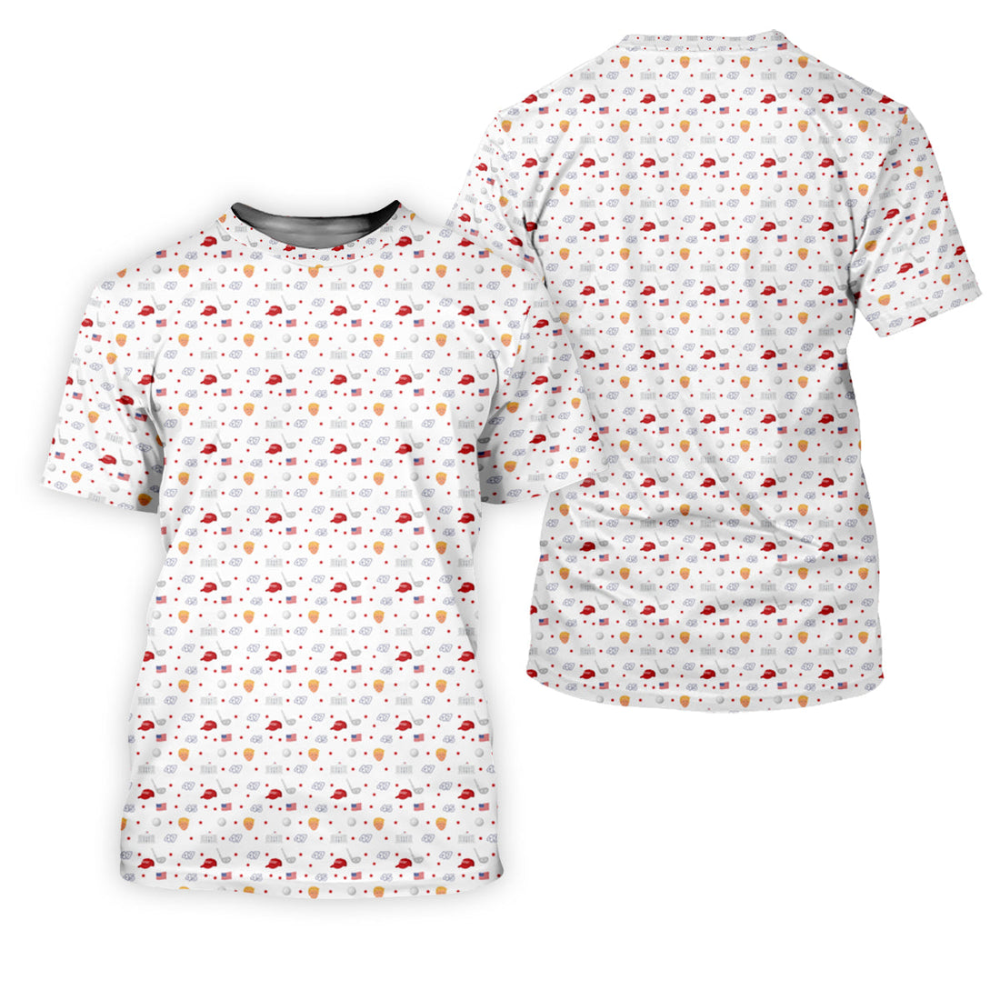 45 47 US Flag Pattern White Golf Shirt, Funny Golf Shirt, Women's Golf Tops, Ladies Golf Shirts