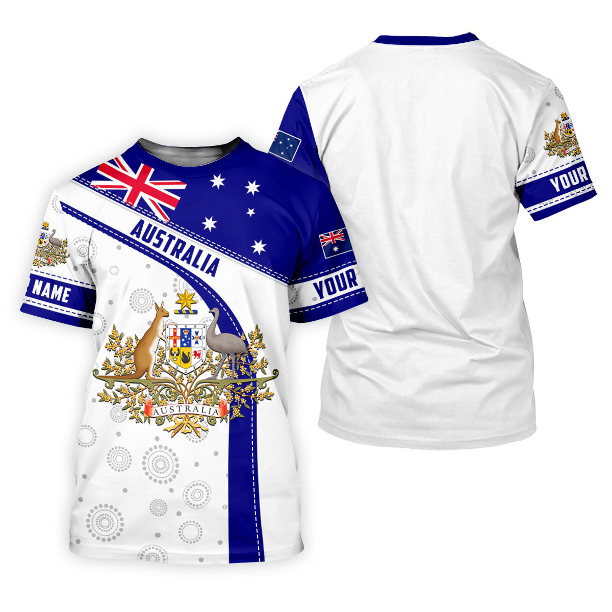 Australian Coat of Arms Women's Golf Tops, Australia Flag Print Ladies Golf Shirts