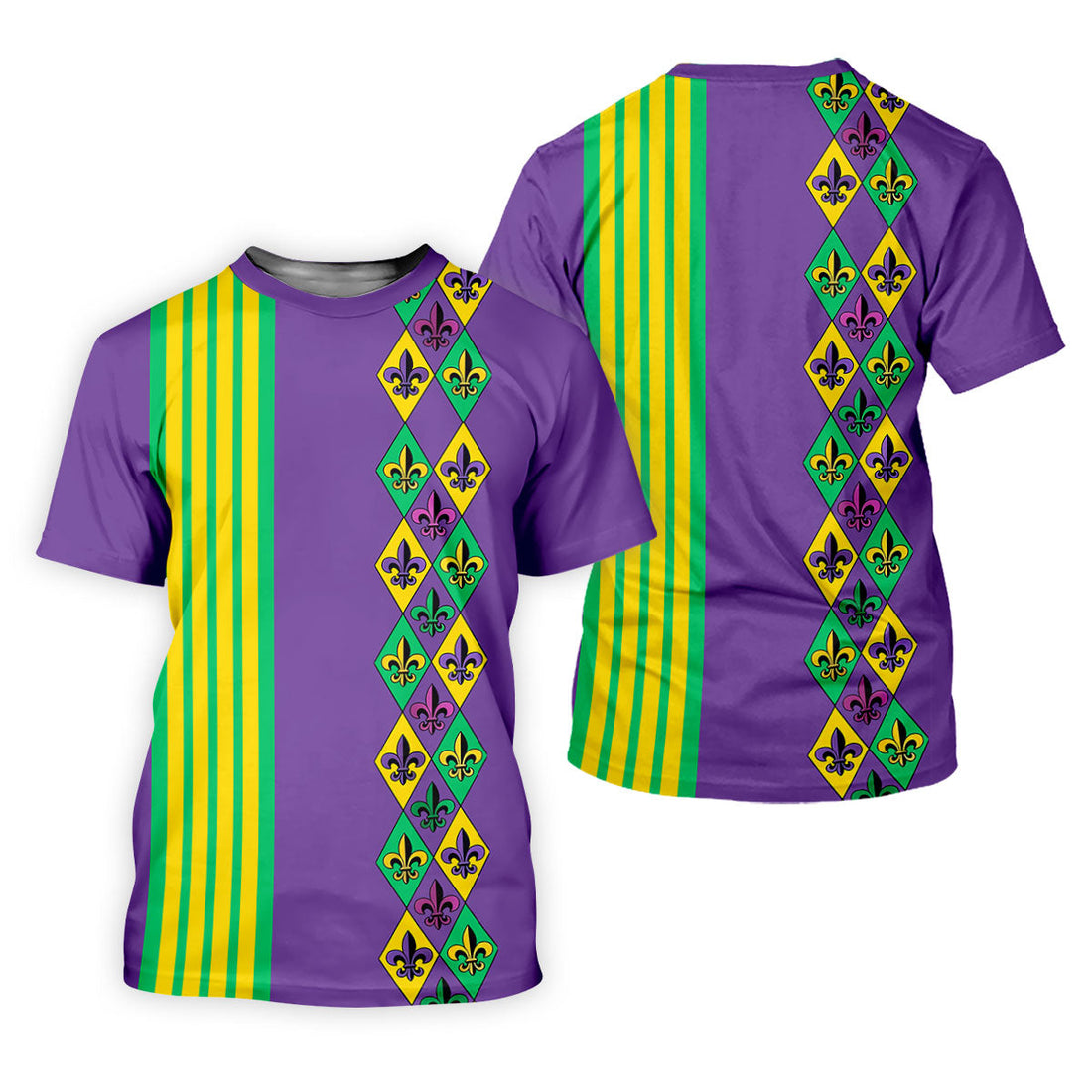 Fleur De Lis Argyle Pattern Purple Green Gold Stripes Women's Golf Shirts, Ladies Golf Polos, Golf Shirt For Women
