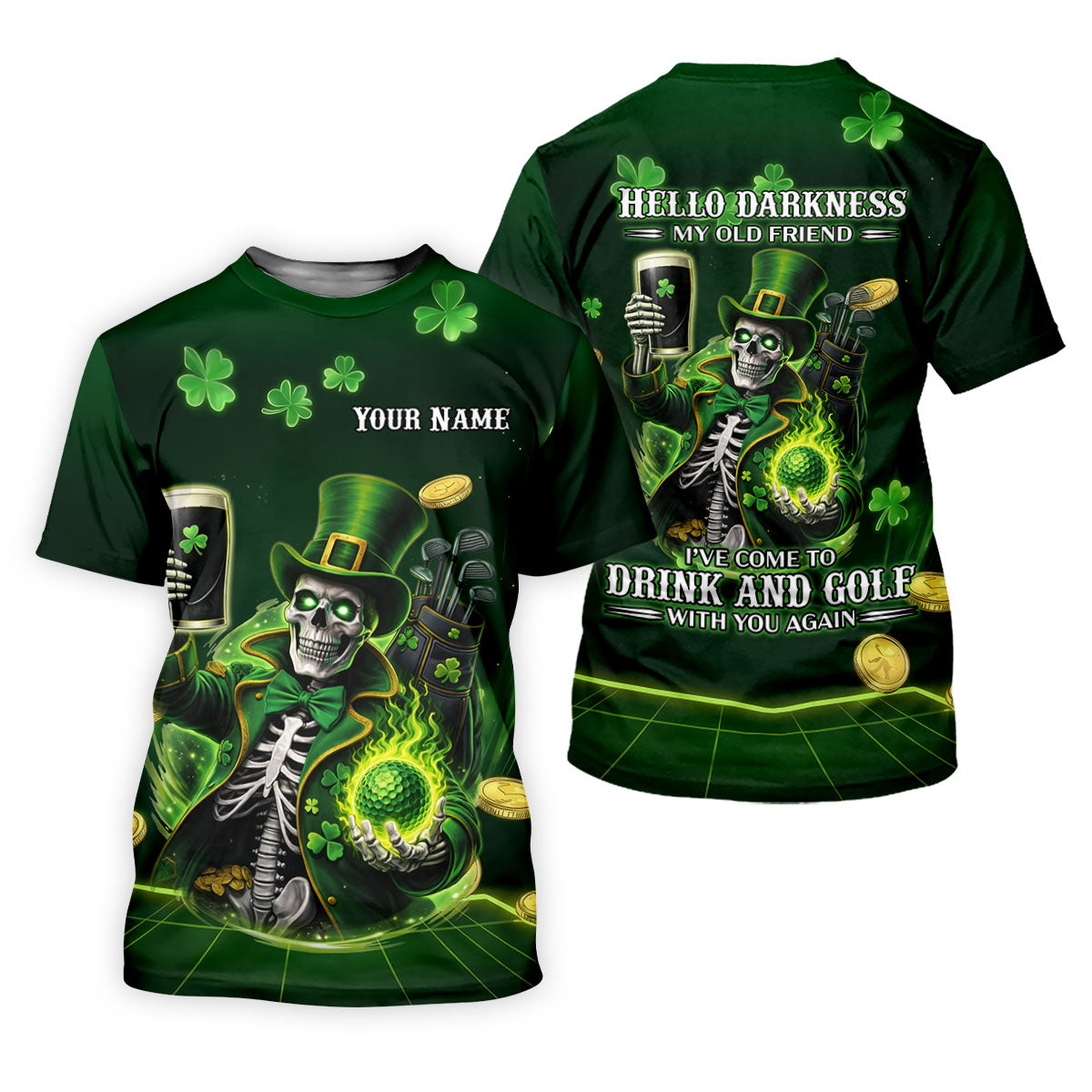 Irish Skull Leprechaun Hat Dark Beer Green St Patrick's Day Women's Golf Tops, Ladies Golf Polos