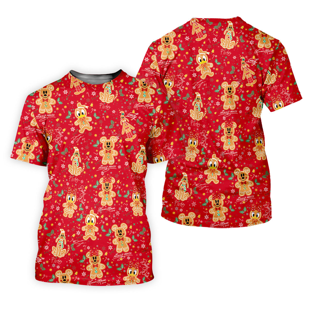 Cute Gingerbread Classic Cartoon Characters Christmas Golf Shirt, Women's Golf Tops, Ladies Golf Gift Ideas