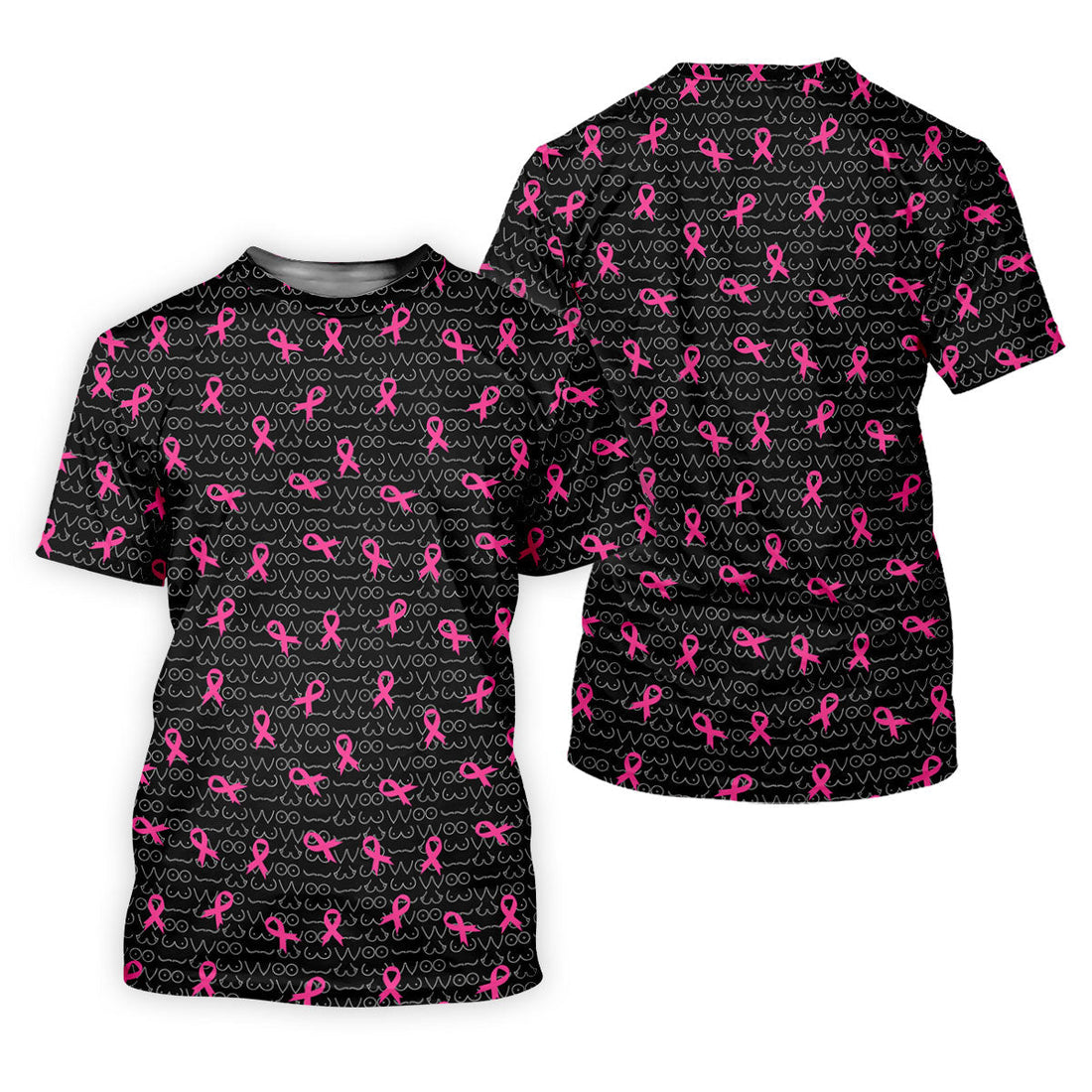 Black Golf Polo with Pink Ribbon, Men's Golf Polo Shirt, Breast Cancer Awareness Shirt, Funny Golf Shirt
