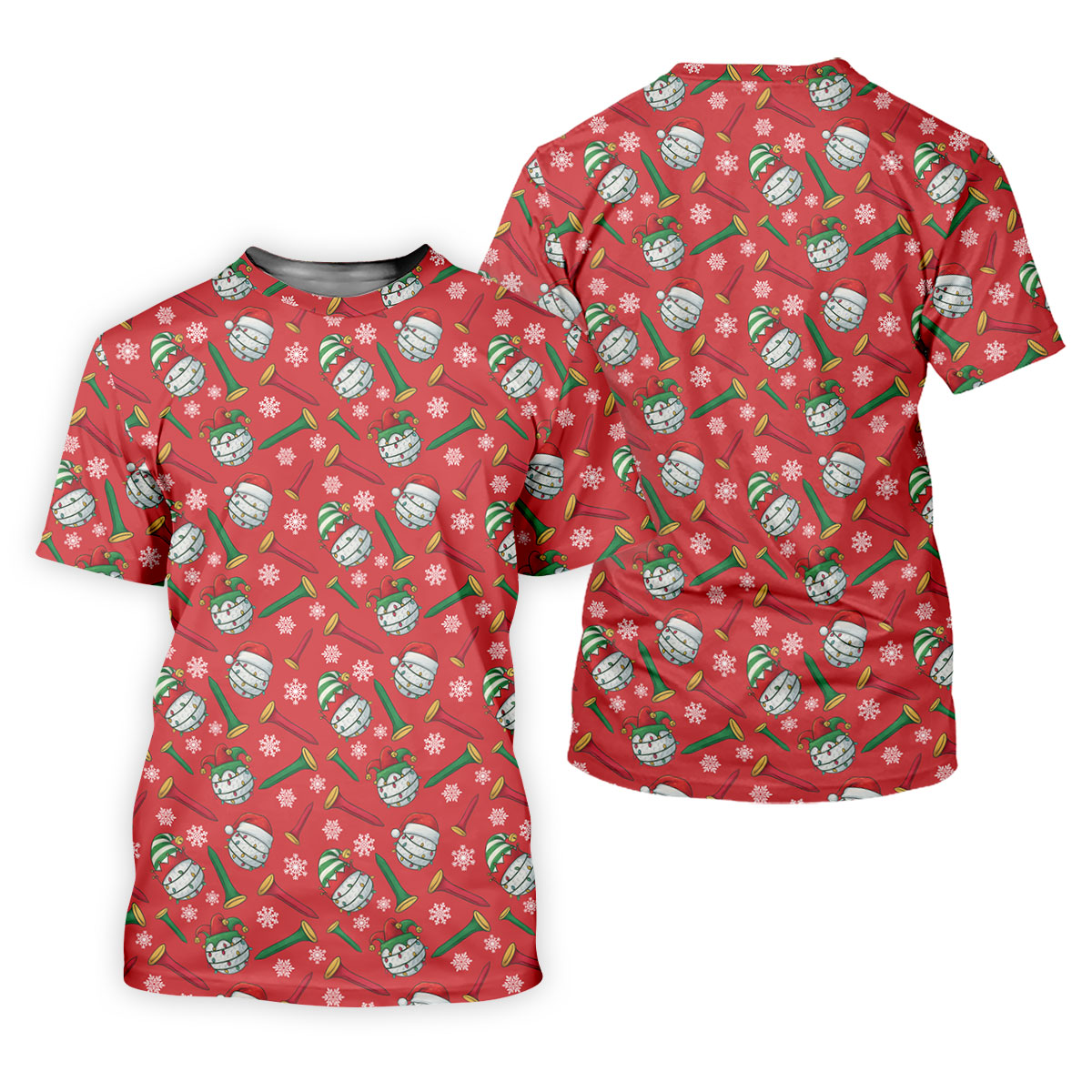Funny Golf Ball Red Christmas Golf Shirt, Women's Golf Tops, Christmas Golf Gift