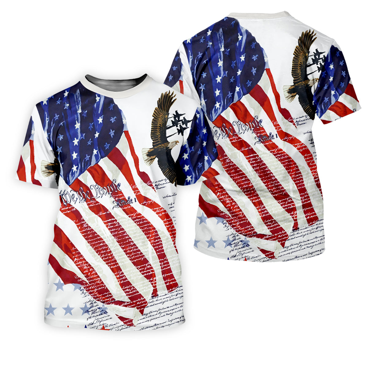 We The People Bald Eagle American Flag Women's Golf Tops, 250th Anniversary Patriotic Golf Shirt