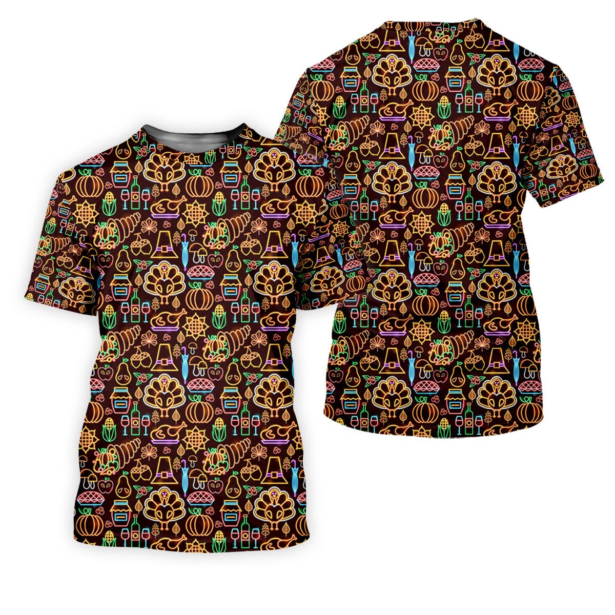 Thanksgiving Party Neon Print Women Golf Top, Ladies Golf Polos, Golf Gifts For Women
