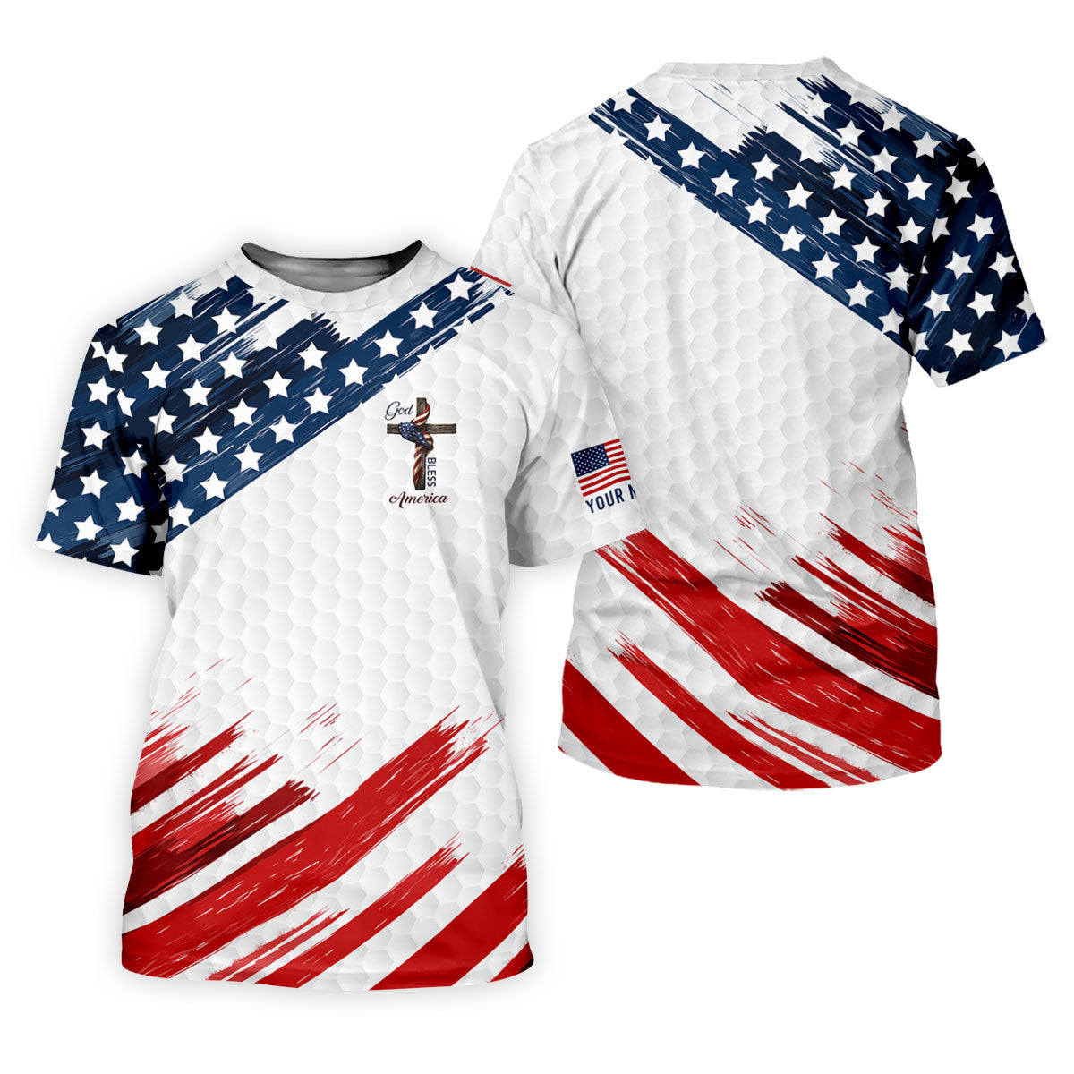 America 250 Anniversary Bald Eagle US Flag Brush White Golf Shirt, Patriotic 4th Of July Golf Shirt For Women