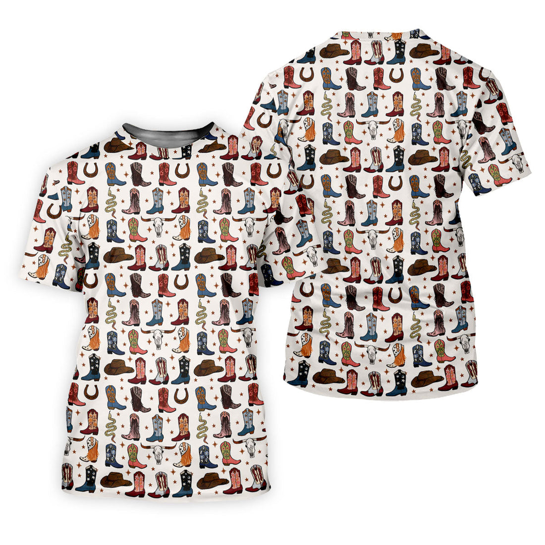 Western Cowboy Boots Horseshoes Pattern Retro Golf Shirt, Ladies Golf Polos, Golf Shirt For Women