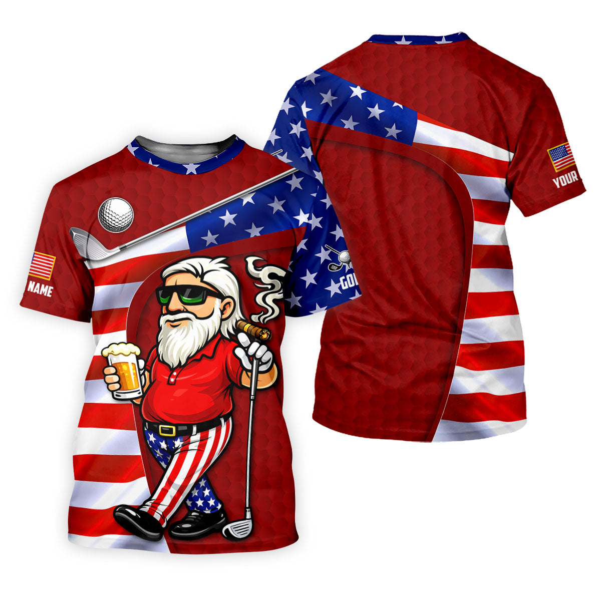Golf And Beer Patriotic Man Golf Ball Pattern 4th Of July Red Golf Shirt, 250th Anniversary Women's Golf Tops