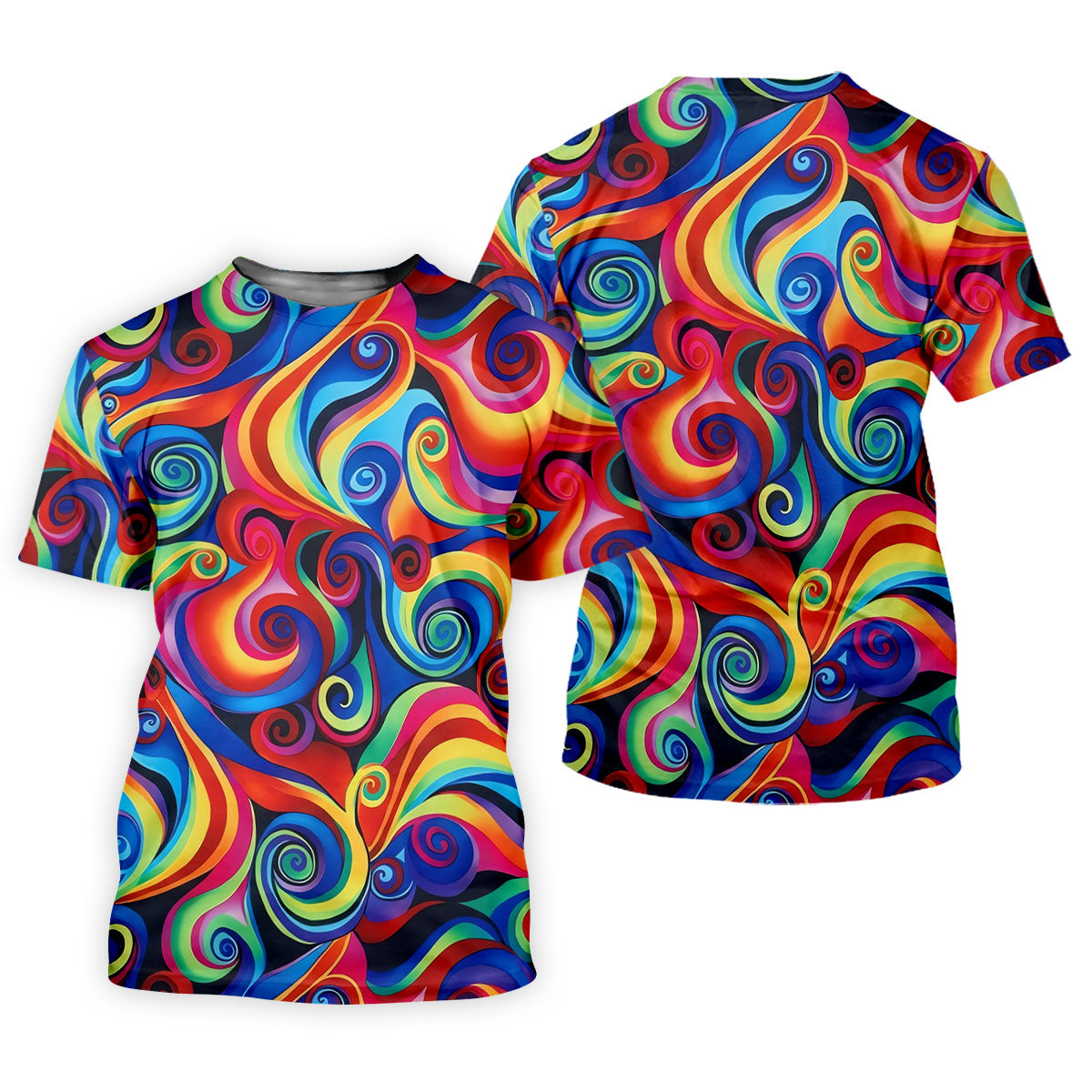 Colorful Rainbow Swirl Abstract Golf Shirt, Men's Golf Shirt, Golf Polo Shirts For Men, Men's Golf Apparel