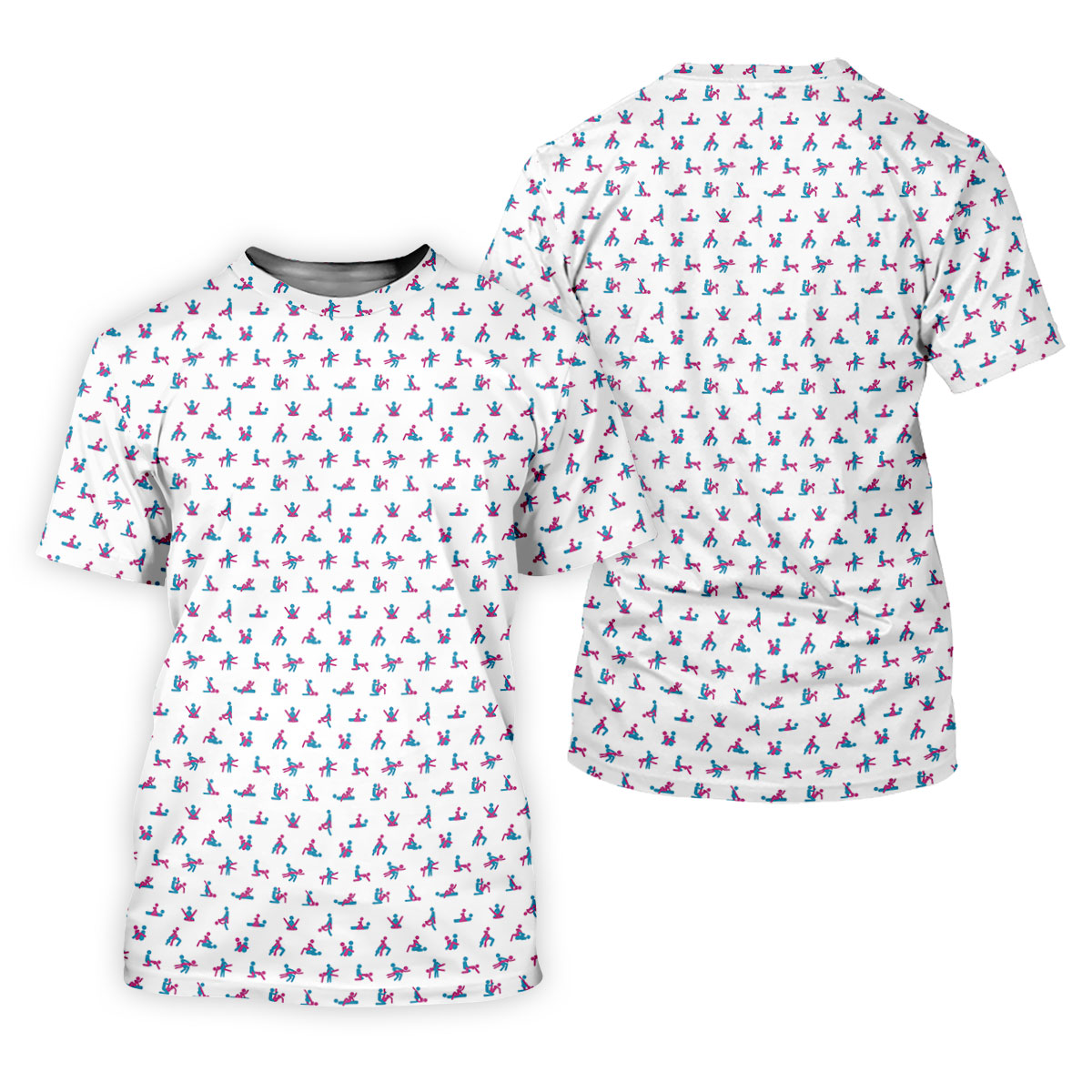 Blue And Pink Naughty Stick People White Golf Shirt, Ladies Golf Polos, Golf Gifts For Women